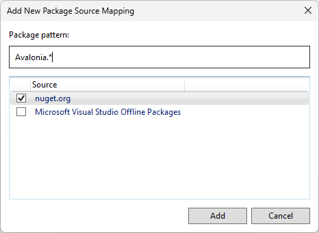 Add New Package Source Mapping